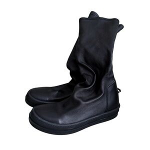 Rick Owens SS16 Cyclops Black Leather Stretch Sock Sneakers Boots Size 36